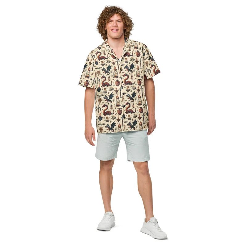 Dragons Hawaiian Shirt - Dungeons Magical and Fantasy Short Sleeve Button Down