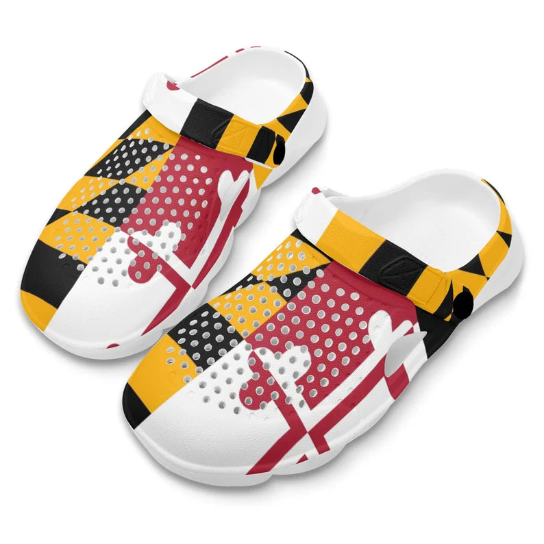 Maryland Flag Unisex Beach Clogs - Maryland Terps Crab Crocs Sandals