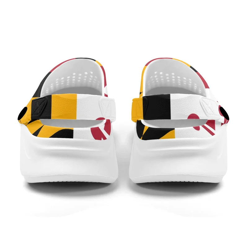 Maryland Flag Unisex Beach Clogs - Maryland Terps Crab Crocs Sandals