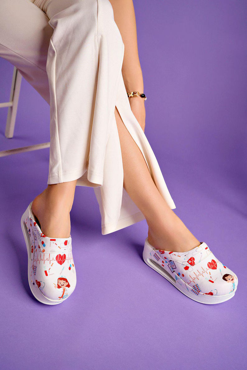 Heartbeat Design Orthopedic Clogs
