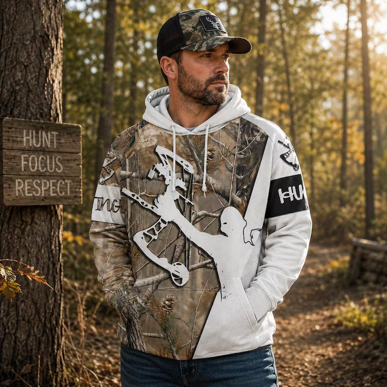 Bow Hunting Hoodie - Camo Archer Sweatshirt Deer Hunter Pullover