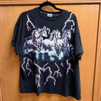Vintage 90s American Thunder Horse Lightning AOP T Shirt
